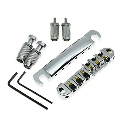 Image of KAISH LP Tune o matic Roller Saddle Bridge Tailpiece Stopbar Set for Les Paul Chrome