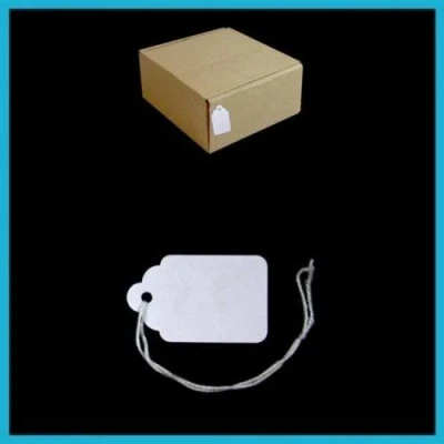 Image of 1000 Bright White Strung Tickets 37mm x 24mm Price Tags String Swing Labels Tag