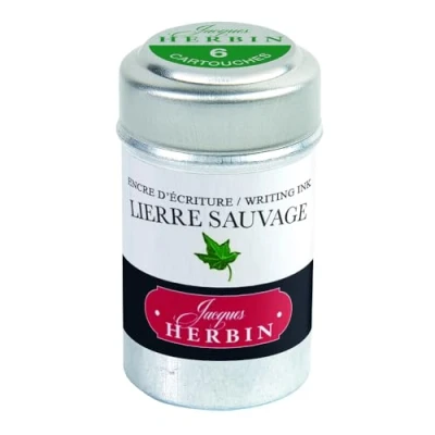 Image of Herbin Writing Ink Cartridges Lierre Sauvage (Wild Ivy) Pack 6