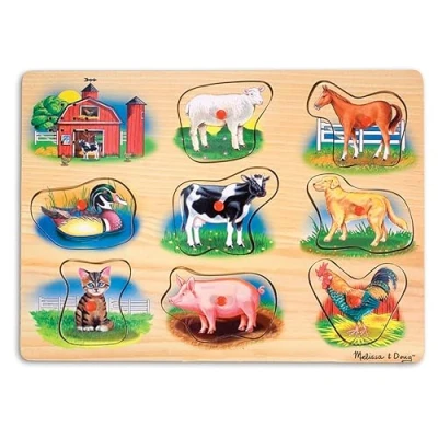 Image of Melissa and Doug Farm Animals Sound Puzzle 8 Pieces