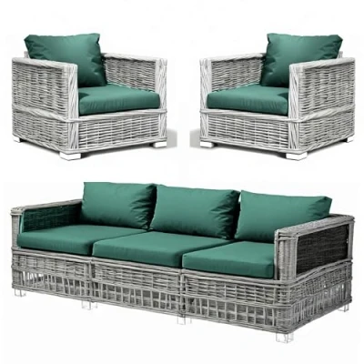 Image of Kosiproducts Replacement Rattan Cushion Seat Cushions Garden Patio Furniture [Green, 5 Seats + Cushions] Furntiure Not Included