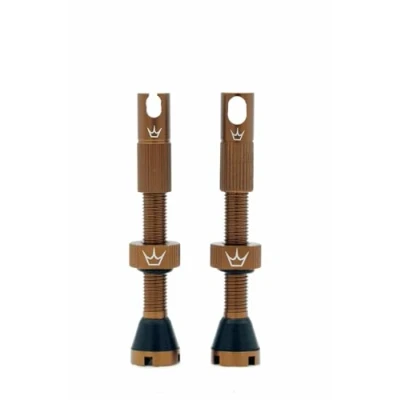 Image of Peaty&#039;s X Chris King MK2 Tubeless Valves Presta Integrated Spoke Key &amp; Valve Core Removal Caps, Mountain Bike, Road Gravel Bicycle Tyre, Insert Compatible, 7075 Aluminium 42mm, Bourbon
