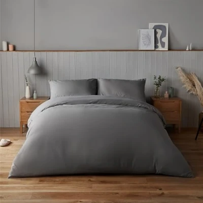 Image of Silentnight Supersoft Collection Charcoal Duvet Cover Set. Snuggly Easy Care Quilt Bedding Set Double (200cm x 200cm) + 2 Matching Pillowcase