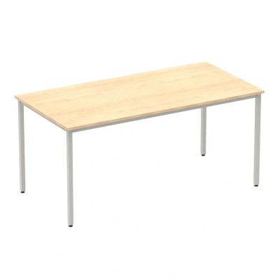 Image of Impulse 1600mm Straight Table Maple Top Silver Box Frame Leg