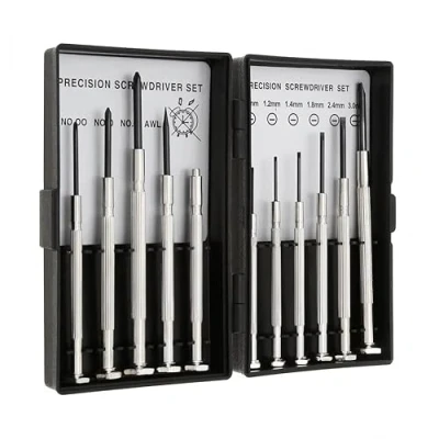 Image of 11Pcs Small Screwdriver Set includes Precision Screwdrivers with Pocket Size Carrying Case Tool Box Perfect for Repair Eyeglass, Watches, Remotes, Computers and Jewelry