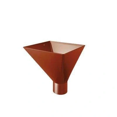 Image of Lindab 120mm Square Steel Large Water Hopper Dark Red Galvanised