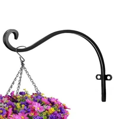 Image of Garden Mile 11in Heavy Duty Outdoor Plant Hangers for Hanging Baskets, Iron Brackets Plants Outside, Metal Hooks Lantern, (11in Round Hook)