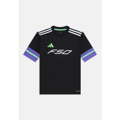 Image of adidas Performance Youth Unisex Print Tshirt for kids, Size: 15 16y, Black/purple rush