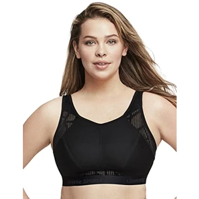 Image of Glamorise Full Figure Plus Size No Sweat Mesh Sports Bra Wirefree #1068 Black