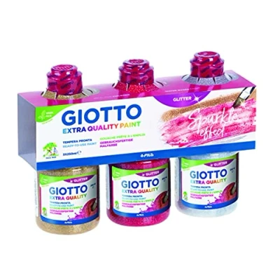 Image of GIOTTO Extra Quality Glitter Paint, Ready To Use, 250ml x 3 Colours, Ideal for Children, Parties and Schools