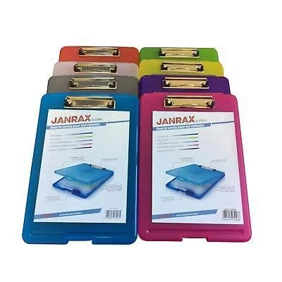 Image of Janrax Pack of 12 Assorted Colour A4 Clipboard Box Files