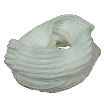 Image of Bluelans® Ladies &amp; Girls Winter Neck Warmer Circle Loop Crochet Cowl Plain Snood Scarf (White)