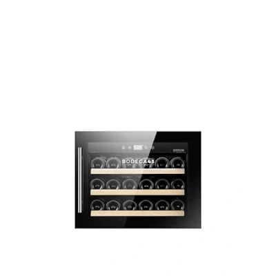 Image of BODEGA43 18C Small Built in Wine Cooler Fridge 18 bottles, brown tinted triple glazing, 5 20 ºC, 60 litres, 3 drawers (Beech wood), 2 of which can be pulled out on slider rail, 38 dB very silent