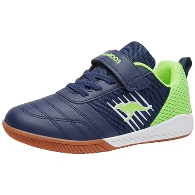 Image of KangaROOS Super Court EV Sneaker, Blue Dk Navy Lime 4054, 3.5 UK Child