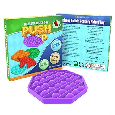 Image of Desire Deluxe Push Fidget Pop Toys Pack for Kids Sensory Anxiety Stress Relief It Autism Toy Girls &amp; Boys Gift Retail Box