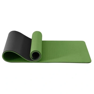 Image of Good Nite Yoga Mat Exercise Mats Workout Pilates Fitness for Women Men Non Slip Thick 10mm High Density Gymnastics with Carry Strap Tpe 183 x 61 1cm (Green/Black)