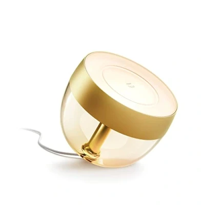 Image of Philips Hue Iris White and Colour Ambiance Smart Table Light v4 [Gold] with Bluetooth. Works Alexa, Google Assistant Apple Homekit.