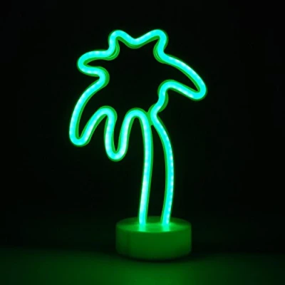 Image of simpa LED Novelty Neon Light PALM TREE GREEN Choose from various designs &amp; colours Ideal for your home, office desk or as a gift USB power cable included. Uses 3 x AA Batteries Not Supplied