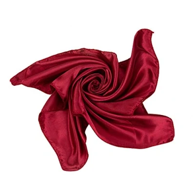 Image of Satin Silk Large 90cm X Square Plain Nautical Head Neck Scarfs Wrap (Maroon)