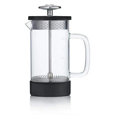 Image of Barista &amp; Co Core French Press Coffee Maker Plastic Free Tea and Strainer with Borosilicate Glass Beaker, Metal Filter Removable Steel Base Black 350ml Manual Infuser