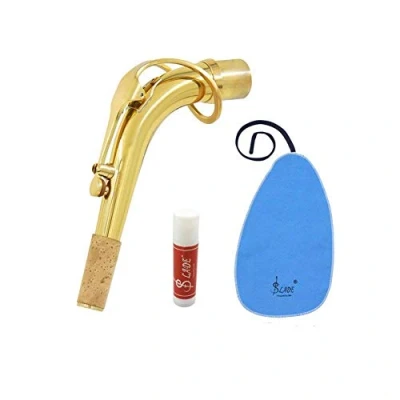 Image of Brass Alto Saxophone Sax Bend&#039;s Necks 24.5 mm with Cleaning Cloth Cork Grease Saxophones Accessory