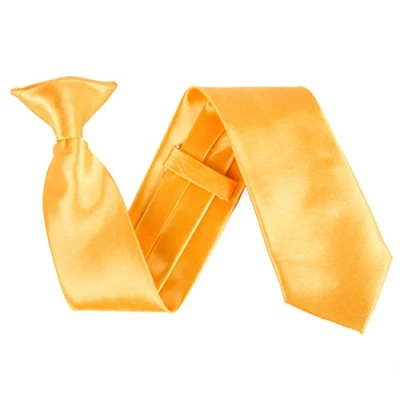 Image of Wide 3&quot; Satin Solid Colour Plain Safety Clip On Tie (Marigold)