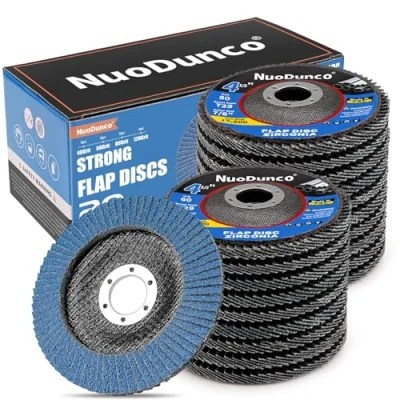 Image of NuoDunco 20 Pack Flap Discs 115mm Grinding 40/60/80/120 Grit 29 Type Angle Grinder for to Sanding Polishing Metal Wood Stainless Steel