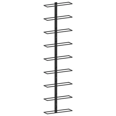 Image of vidaXL Wall Mounted Wine Rack Modern Design for 9 Bottles, Durable Powder Coated Iron Construction, Easy Assembly with Included Mounting Materials, Perfect Living Room, Dining Kitchen.