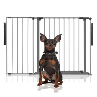 Image of Bettacare Premium Multi Panel Flexible Pet Barrier, up to 128cm Wide, Grey, 70cm High, Dog Barrier for Pets Dogs and Puppy, Puppy suitable Indoor Outdoor use, Easy Installation