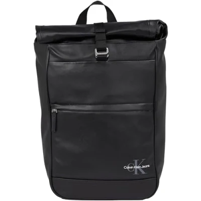 Image of Calvin Klein Jeans Monogram SOFT Rolltop Unisex Rucksack, Size: One Size, Black