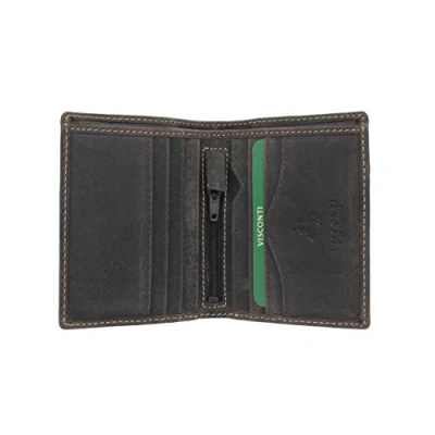 Image of VISCONTI Hunter Compact Oiled Leather Arrow Wallet RFID Blocking 705 Oil Brown