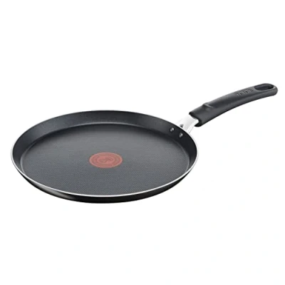 Image of Tefal B55509 Easy Cook and Clean Crepe Pan 25 cm Non Stick Coating Safe Thermal Signal Stable Base Ideal Shape Healthy Cooking Black