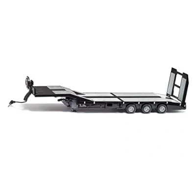 Image of siku 6744, 3 Axle Low Loader, Nooteboom Eurotrailer, 1:32, black/silver, metal/plastic, electronic loading ramp, 4 LEDs at the rear
