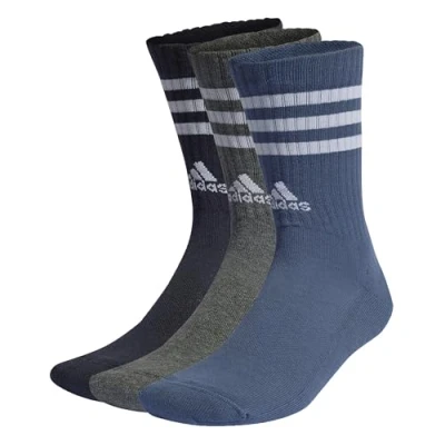 Image of adidas Performance 3 Stripes Cushioned Unisex PACK Sports socks, Size: 2 3.5, Legend ink/preloved ink/dark grey heather