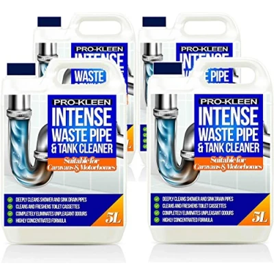 Image of Pro Kleen Intense Waste Pipe and Tank Cleaner for Caravans Motorhomes 20L Deeply Cleans Shower &amp; Sink Drain Pipes Freshens Toilet Cassettes, Eliminates Unpleasant Odours