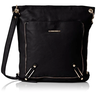 Image of SWANKYSWANS Womens Eva Zipper Messenger School PU Leather Cross Body Bag Black