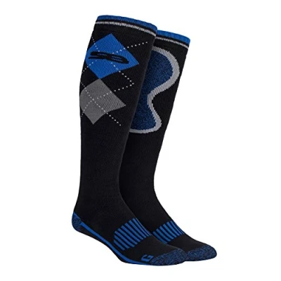 Image of Storm Bloc Mens Extra Long Knee High Thick Cotton Rich Argyle Patterned Wellington Boot Socks (6 11 uk, SBGMS007BLK)