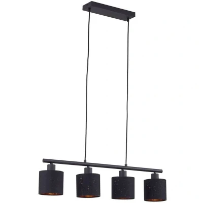 Image of Lindby Vasilia pendant light, 75 cm, black/gold, fabric