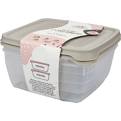 Image of Lizzy 2Pk 1200ml Food Container Reusable Airtight Lid BPA Free Storage Dishwasher, Freezer &amp; Microwave Safe Takeaway Box (1, Grey)