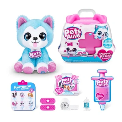 Image of Pets Alive Pet Shop Surprise Series 3 Puppy Rescue Wolf Dog, Plush, Ultra Soft Plushies, Surprises Inside, Interactive Toy with Electronic Speak and Repeat (Wolf Dog)