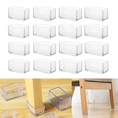 Image of 16Pcs Rectangle 20x40mm Silicone Chair Leg Floor Protectors, Caps, Furniture Foot Protector, Free Moving Table Covers, Stool caps to Prevent Hardwood Scratches and Reduce Noise