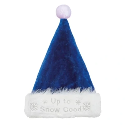 Image of Premier Decorations Plush Deluxe Light Up Flashing Christmas Hat To Snow Good Xmas Festive Headwear Novelty Secret Santa Gift Blue