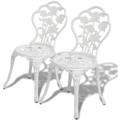 Image of vidaXL Bistro Chairs 2 pcs Cast Aluminium White