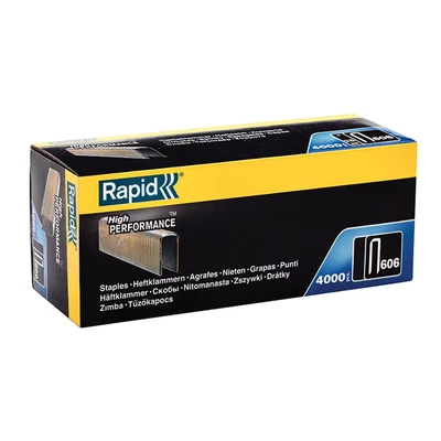 Image of Rapid High Performance Staples for Dense Materials, Narrow Crown No. 606, Leg Length 25mm, Staple Gun Staples, Resin Coated Galvanised Steel, 4000 Pieces, Boxed (11737302)