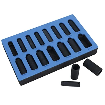 Image of 3/8in Drive Deep Metric Impact Impacted Sockets 6 Sided 8mm 22mm 15pc Set