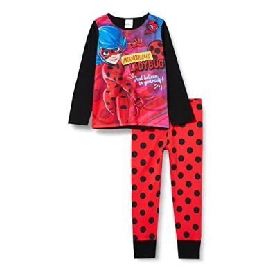 Image of Miraculous Ladybug Girls Pyjamas Pjs Set Ages 3 to 11 Years Old (5 6 Years) Red