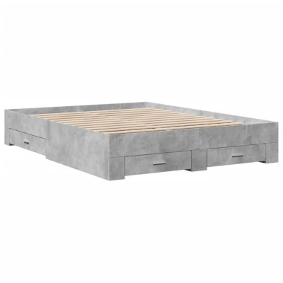 Image of vidaXL Bed Frame with Drawers without Mattress Concrete Grey 140x200 cm