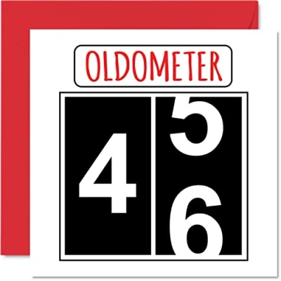Image of Fun 46th Birthday Cards for Men Woman Oldometer Happy Card Dad Mum Brother Sister Grandad Nanny Grandma Uncle Auntie, 145mm x Greeting Cards,
