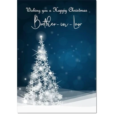 Image of doodlecards Brother in Law Christmas Card Blue Contemporary Tree Medium Size for with Plain Envelope