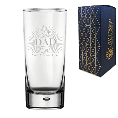 Image of Personalised Engraved Bubble Hiball Glass, Best Dad Ever Design, Personalise with Any Message, Perfect for Father